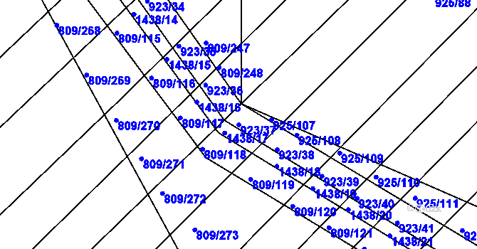 Parcela st. 923/37 v KÚ Chvalnov, Katastrální mapa