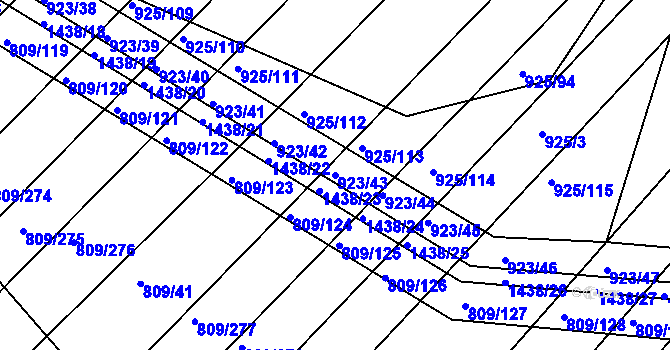 Parcela st. 923/43 v KÚ Chvalnov, Katastrální mapa