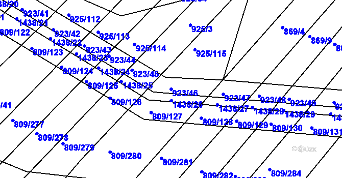 Parcela st. 923/46 v KÚ Chvalnov, Katastrální mapa