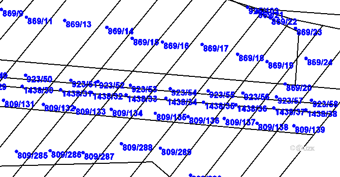 Parcela st. 923/54 v KÚ Chvalnov, Katastrální mapa