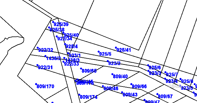 Parcela st. 925/5 v KÚ Chvalnov, Katastrální mapa