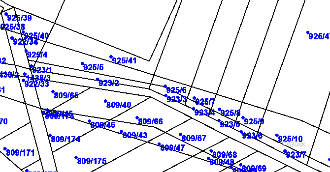 Parcela st. 925/6 v KÚ Chvalnov, Katastrální mapa
