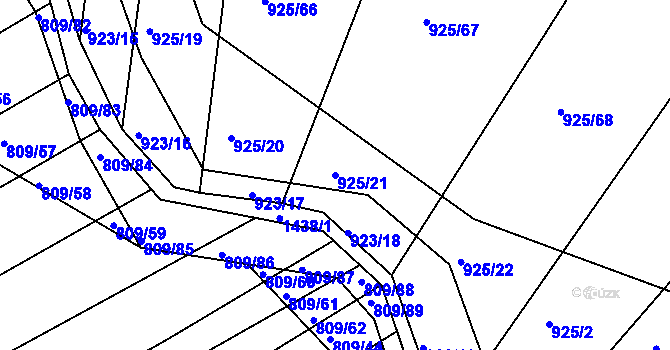 Parcela st. 925/21 v KÚ Chvalnov, Katastrální mapa