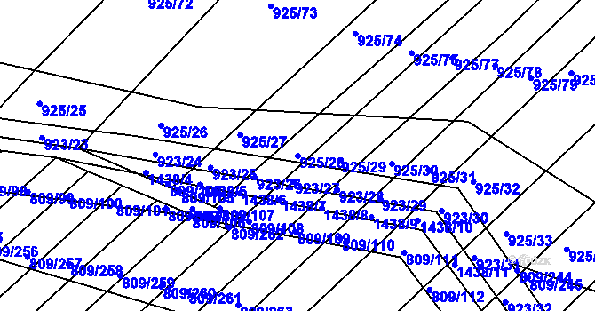 Parcela st. 925/28 v KÚ Chvalnov, Katastrální mapa