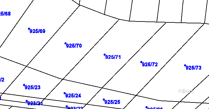 Parcela st. 925/71 v KÚ Chvalnov, Katastrální mapa