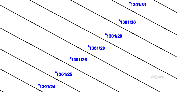 Parcela st. 1301/28 v KÚ Chvalnov, Katastrální mapa