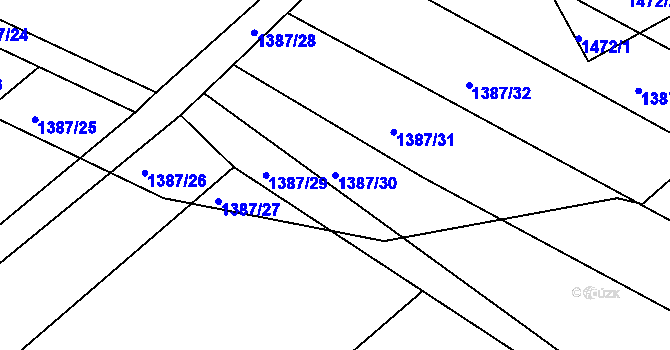 Parcela st. 1387/30 v KÚ Chvalnov, Katastrální mapa