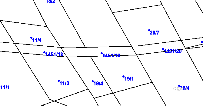 Parcela st. 1451/19 v KÚ Chvalnov, Katastrální mapa
