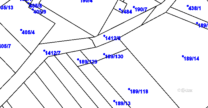 Parcela st. 189/130 v KÚ Chvalnov, Katastrální mapa