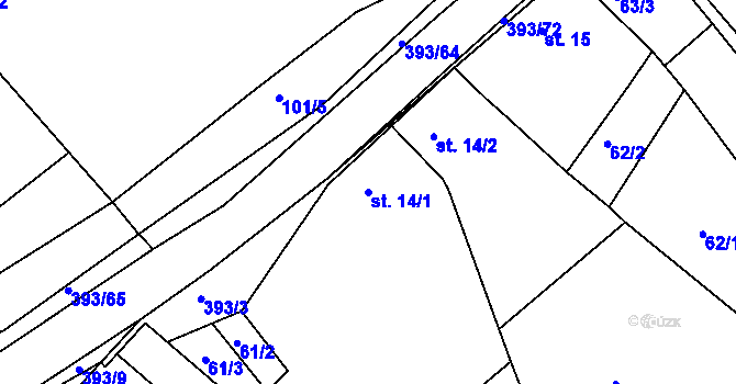Parcela st. 14/1 v KÚ Lísky, Katastrální mapa