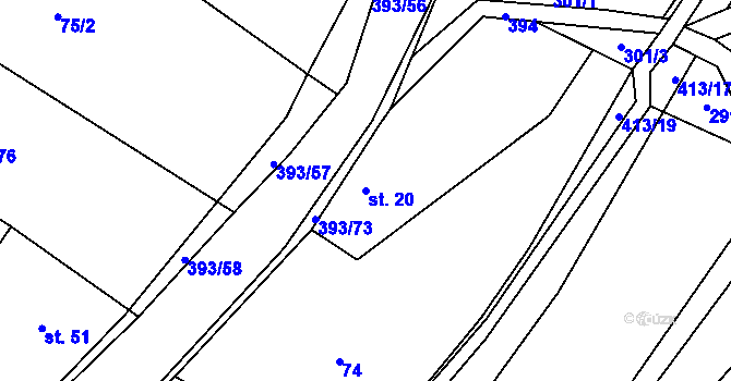 Parcela st. 20 v KÚ Lísky, Katastrální mapa
