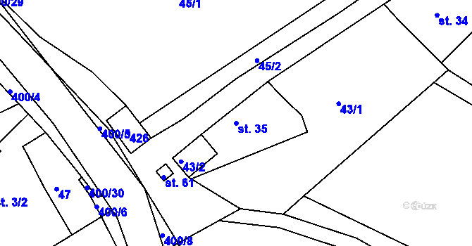 Parcela st. 35 v KÚ Lísky, Katastrální mapa