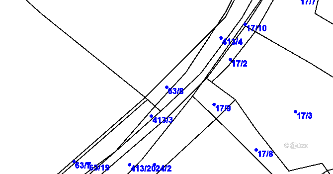 Parcela st. 63/8 v KÚ Lísky, Katastrální mapa