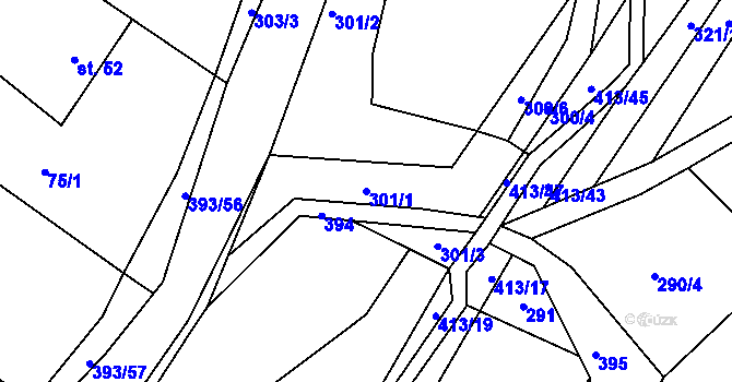 Parcela st. 301/1 v KÚ Lísky, Katastrální mapa