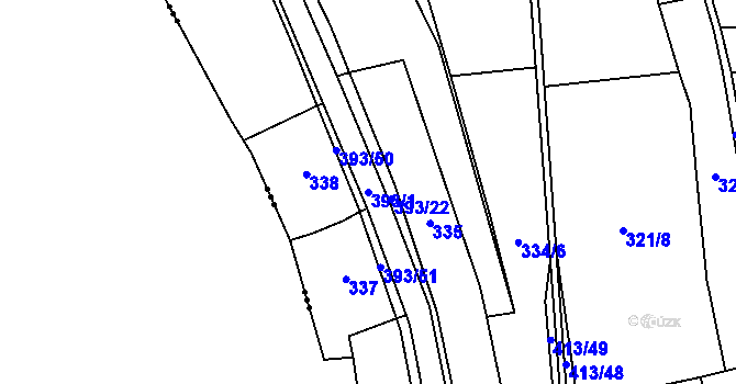 Parcela st. 393/1 v KÚ Lísky, Katastrální mapa