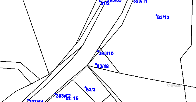 Parcela st. 393/10 v KÚ Lísky, Katastrální mapa