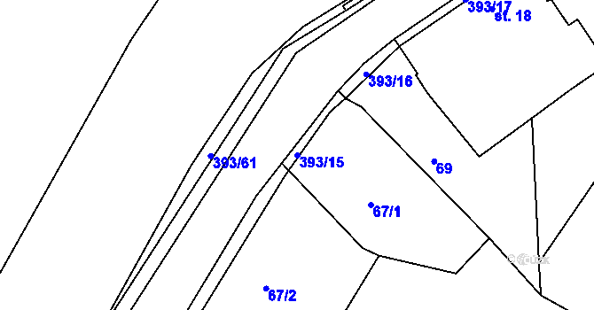 Parcela st. 393/15 v KÚ Lísky, Katastrální mapa