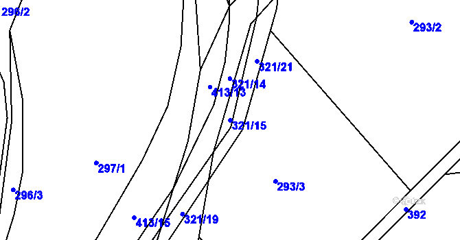 Parcela st. 321/15 v KÚ Lísky, Katastrální mapa