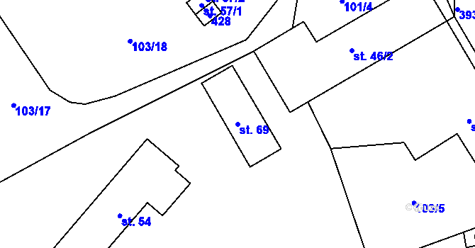 Parcela st. 69 v KÚ Lísky, Katastrální mapa