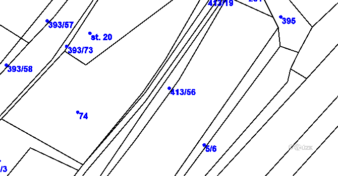 Parcela st. 413/56 v KÚ Lísky, Katastrální mapa