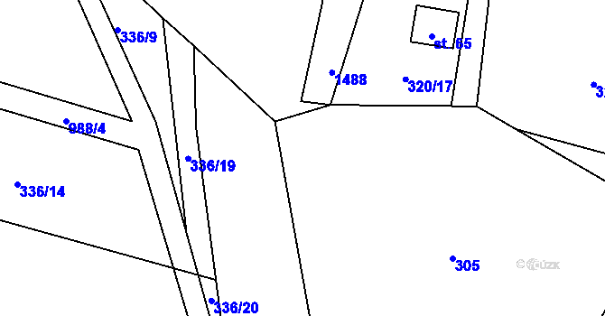 Parcela st. 320/15 v KÚ Chválov, Katastrální mapa
