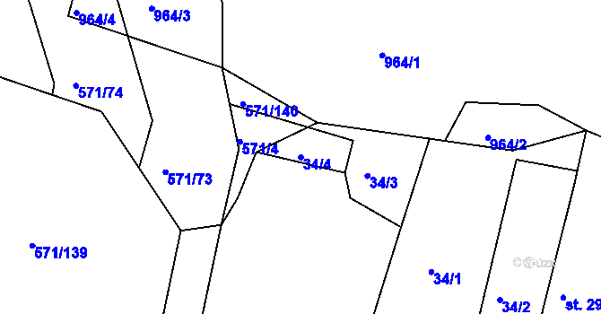 Parcela st. 34/4 v KÚ Babice u Netolic, Katastrální mapa