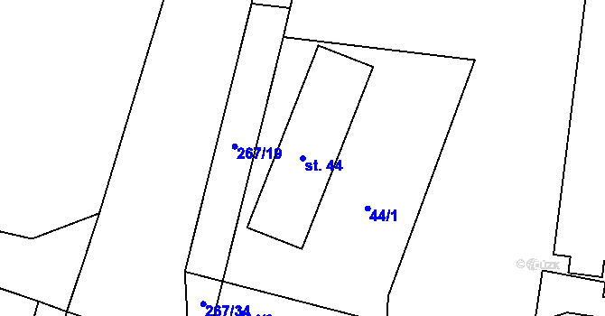 Parcela st. 44 v KÚ Chvalovice u Netolic, Katastrální mapa