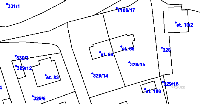 Parcela st. 64 v KÚ Chvalovice u Netolic, Katastrální mapa