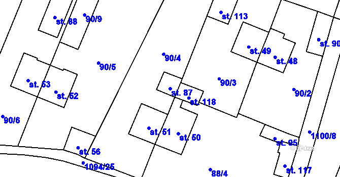 Parcela st. 87 v KÚ Chvalovice u Netolic, Katastrální mapa