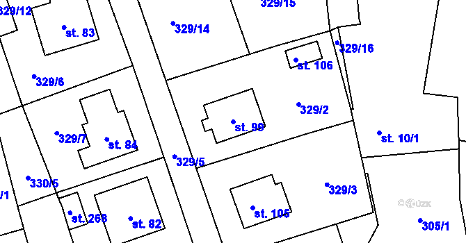 Parcela st. 99 v KÚ Chvalovice u Netolic, Katastrální mapa