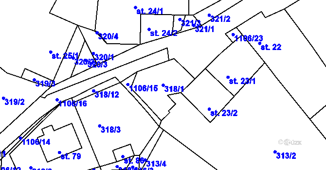 Parcela st. 318/1 v KÚ Chvalovice u Netolic, Katastrální mapa