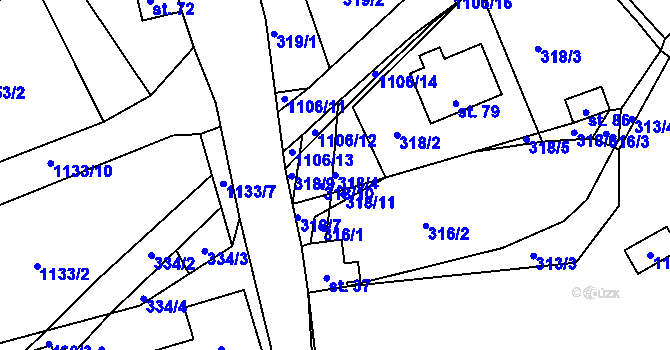 Parcela st. 318/4 v KÚ Chvalovice u Netolic, Katastrální mapa