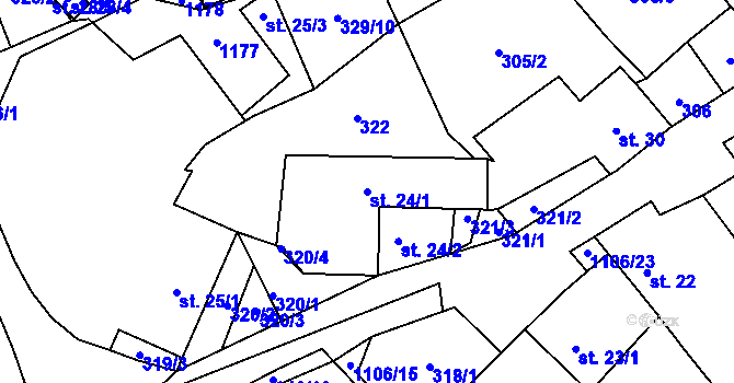 Parcela st. 24/1 v KÚ Chvalovice u Netolic, Katastrální mapa