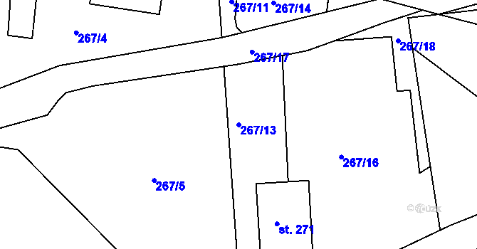 Parcela st. 267/13 v KÚ Chvalovice u Netolic, Katastrální mapa