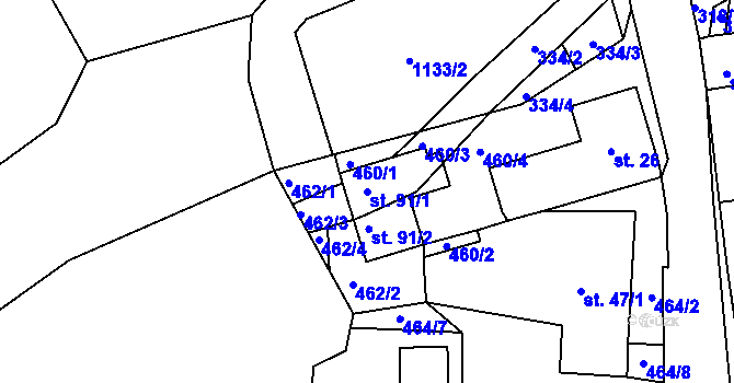 Parcela st. 91/1 v KÚ Chvalovice u Netolic, Katastrální mapa