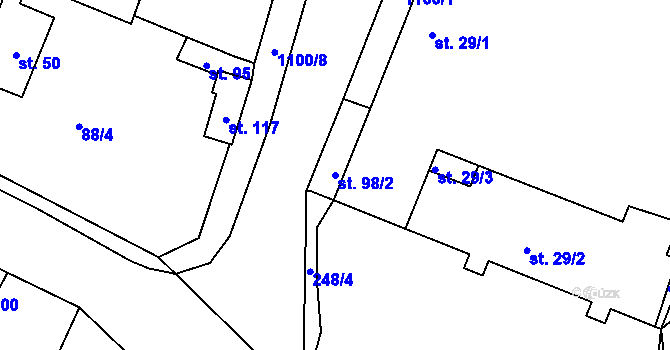 Parcela st. 98/2 v KÚ Chvalovice u Netolic, Katastrální mapa