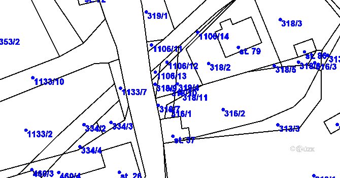Parcela st. 318/10 v KÚ Chvalovice u Netolic, Katastrální mapa