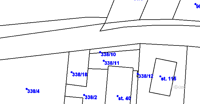 Parcela st. 338/10 v KÚ Chvalovice u Netolic, Katastrální mapa