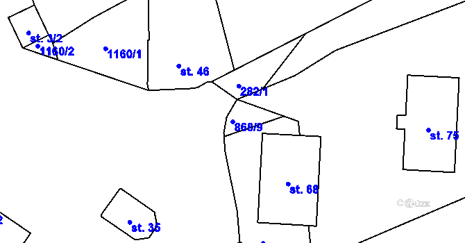 Parcela st. 868/9 v KÚ Chvalovice u Netolic, Katastrální mapa