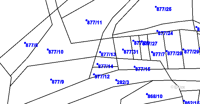 Parcela st. 877/13 v KÚ Chvalovice u Netolic, Katastrální mapa
