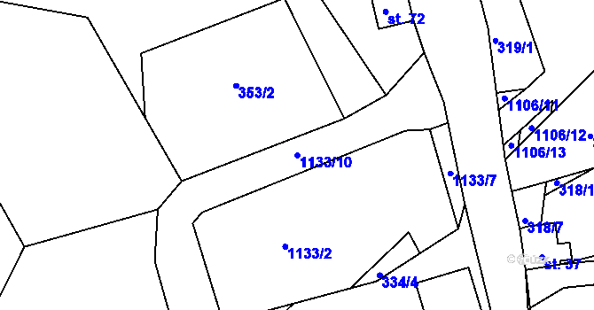 Parcela st. 1133/10 v KÚ Chvalovice u Netolic, Katastrální mapa