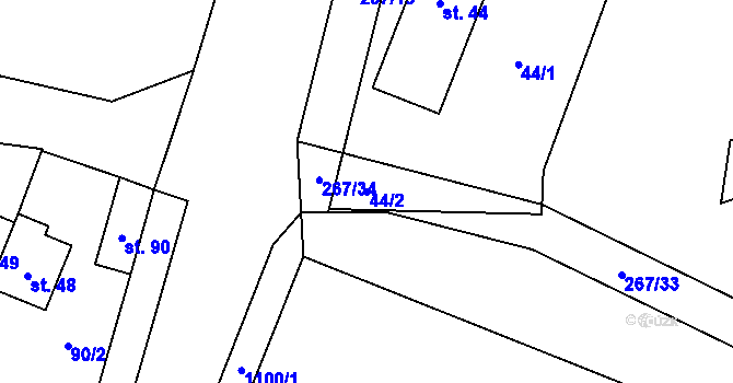 Parcela st. 44/2 v KÚ Chvalovice u Netolic, Katastrální mapa