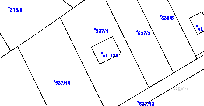 Parcela st. 126 v KÚ Chvalovice u Netolic, Katastrální mapa