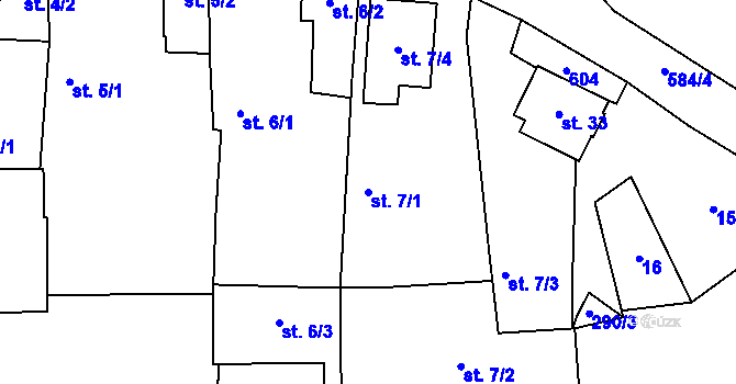 Parcela st. 7/1 v KÚ Lužice u Netolic, Katastrální mapa