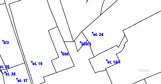 Parcela st. 569/3 v KÚ Lužice u Netolic, Katastrální mapa