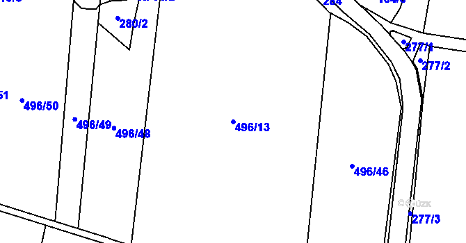 Parcela st. 496/13 v KÚ Lužice u Netolic, Katastrální mapa