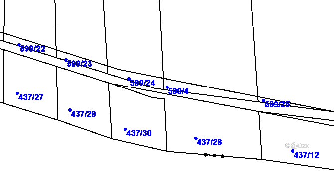 Parcela st. 599/4 v KÚ Lužice u Netolic, Katastrální mapa