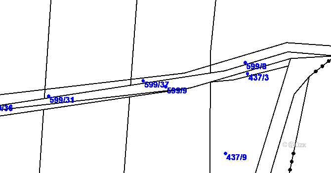 Parcela st. 599/9 v KÚ Lužice u Netolic, Katastrální mapa