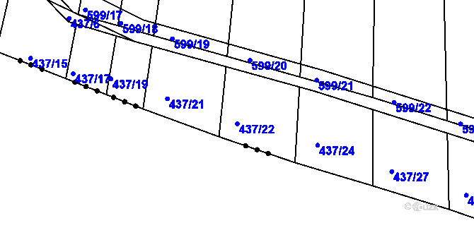 Parcela st. 437/22 v KÚ Lužice u Netolic, Katastrální mapa