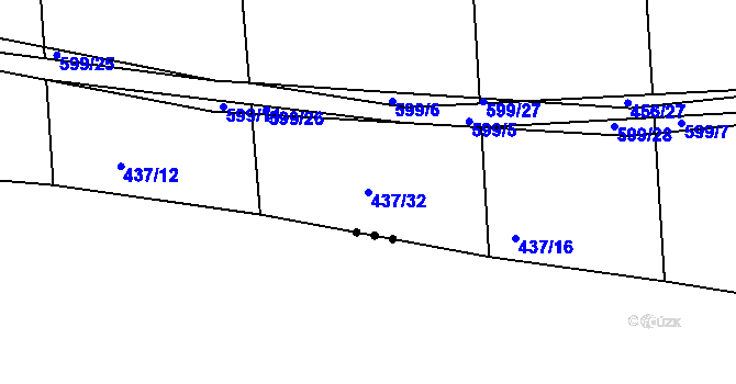 Parcela st. 437/32 v KÚ Lužice u Netolic, Katastrální mapa